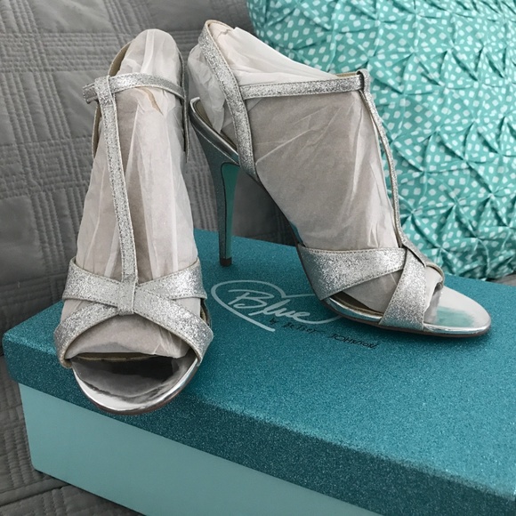 WORN ONCE: Betsey Johnson Blue Heels - Picture 4 of 8